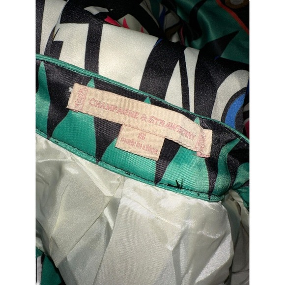 Champagne & Strawberry Cream & Green Abstract A-Line Skirt Size Small - Picture 5 of 5